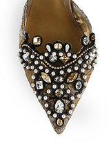 Thumbnail for your product : Rene Caovilla Faux Pearl, Lace & Snakeskin Slingback Pumps