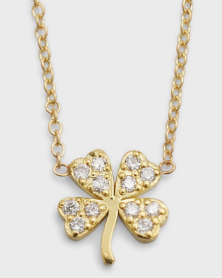 Suzy Levian 14K Yellow Gold .40ttw Diamond Clover By The Yard Necklace