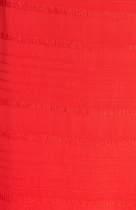 Charles Henry Textured Stripe Chiffon Wrap Dress