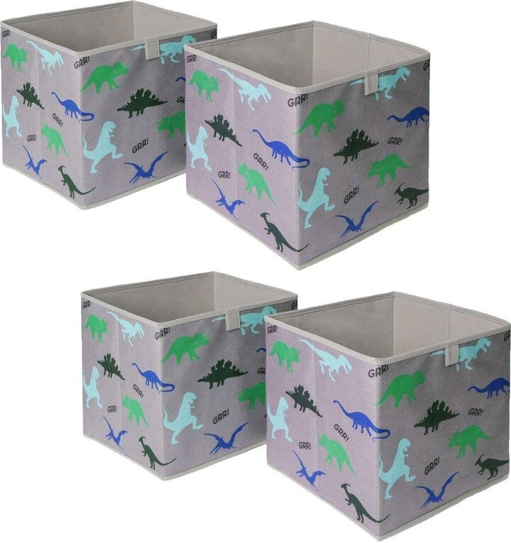 OHS Pack of 4 x Dinosaur Print Cube Storage Boxes ShopStyle