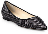 Thumbnail for your product : Jimmy Choo Alina Metallic Leather Woven Flats