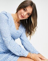 Thumbnail for your product : Daisy Street long sleeve mini dress with ruched front in floral ditsy print