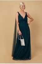 Thumbnail for your product : Little Mistress Bridesmaid Eden Dark Green Knot-Front Maxi Dress
