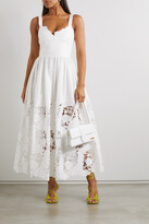 Thumbnail for your product : Elie Saab Guipure Lace-trimmed Embroidered Cotton-blend Maxi Dress - White - FR34