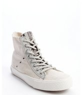 Thumbnail for your product : Rachel Zoe off white linen and snake embossed leather 'Barret' sneakers