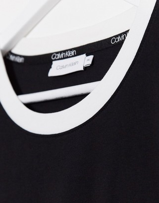 Calvin Klein Big & Tall contrast collar crew neck t-shirt in black