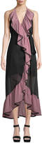 Thumbnail for your product : MISA Domanik Ruffle Halter Chiffon Wrap Dress