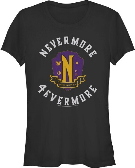 Wednesday Series JuniorsWomensWednesdayNevermore4evermoreTShirt-Black-XLarge