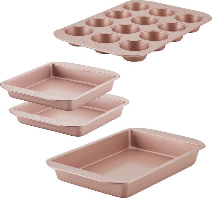 Farberware 4 Piece Nonstick Bakeware Set, Rose Gold