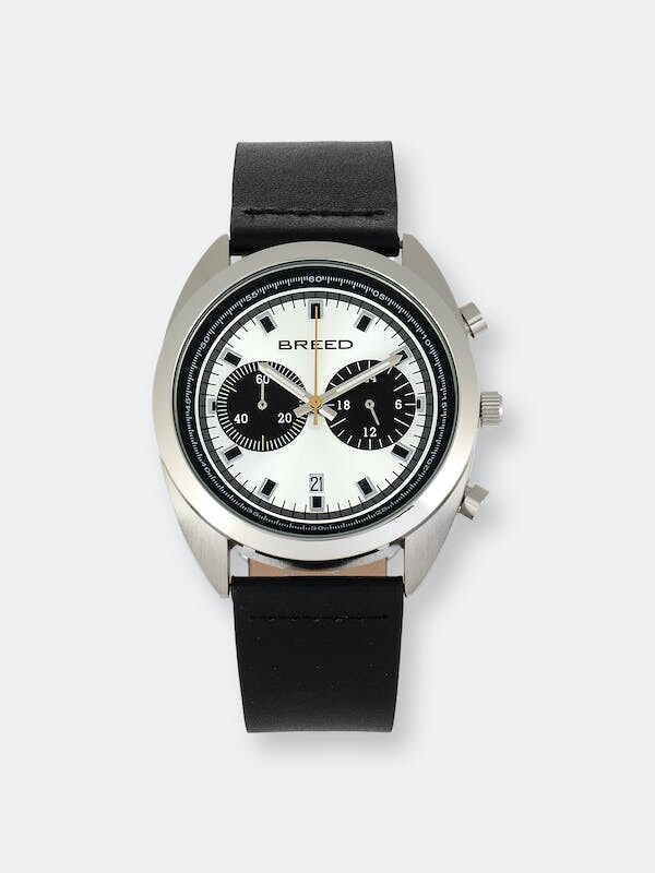 Breed Watches Breed Racer Chronograph LeatherBand Watch w/Date Black