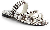 Thumbnail for your product : Manolo Blahnik Snake-Embossed Patent Leather Sandals