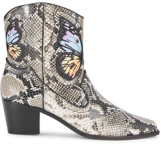 Sophia Webster Shelby 50 Snake-print Leather Ankle Boots