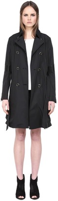 Mackage Monique Black Classic Trench Coat With Leather Trim