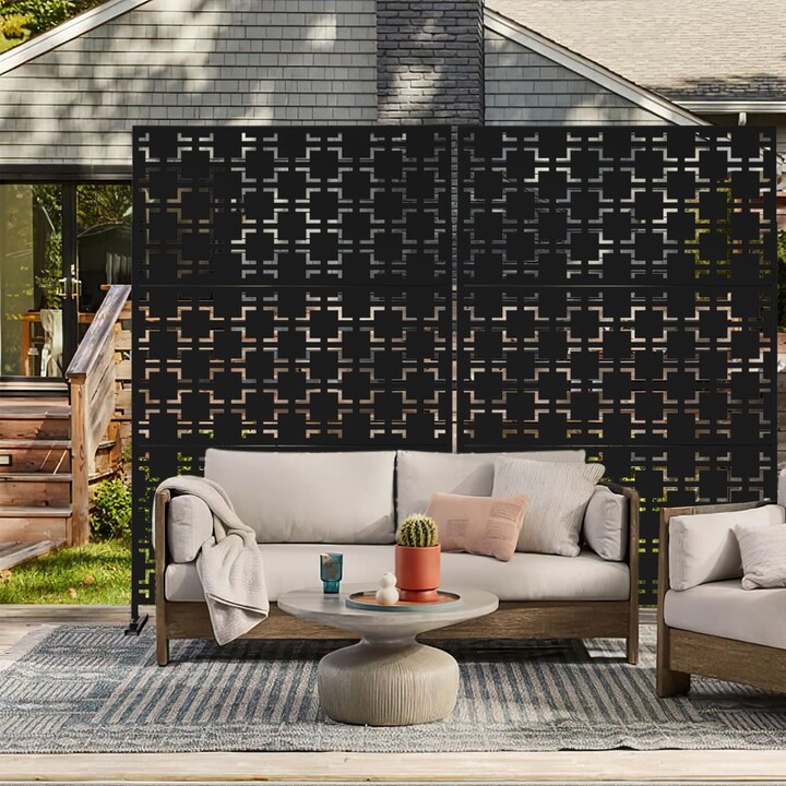 Pexfix 4 ft. W X 6 ft. H Laser Cut Series Metal Privacy Screen