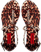 Thumbnail for your product : London Rebel Toe Post Chain Leopard Print Flat Sandal