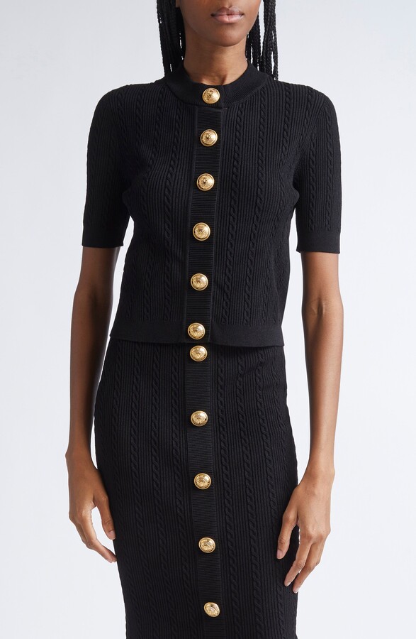 Cable Stitch Short Sleeve Cardigan