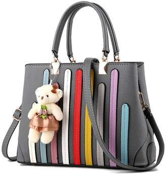 Keshi PU Fashion Classic Straw Summer Beach Sea Shoulder Bag Handbag Tote