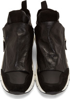 Thumbnail for your product : Cinzia Araia CA by Black Leather Neoprene Insert Zip-Up Sneakers