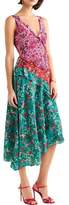 Thumbnail for your product : Saloni Asymmetric Floral-print Silk Crepe De Chine Dress