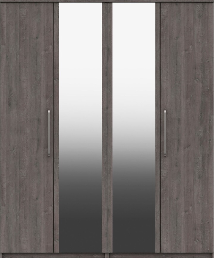 Dunelm Parker 4 Door Wardrobe, Mirrored Grey ShopStyle Bedroom
