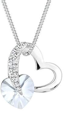 Elli Women's 925 Sterling Silver Xilion Cut Heart Love Swarovski Crystal Necklace Of Length 45 cm