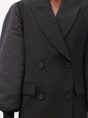 Alexander McQueen Puffed-sleeve Double-breasted Wool Blazer Dress - Black