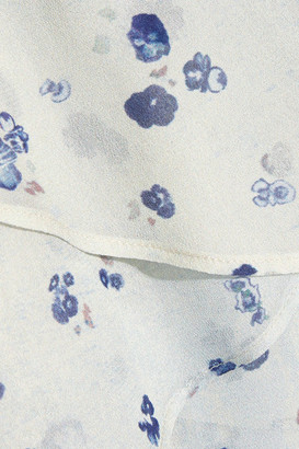 IRO Jessy Ruffled Printed Chiffon Halterneck Dress - Sky blue