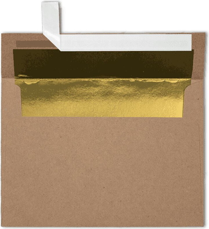 LUXPaper A7 Foil Lined Invitation Envelopes, Peel & Press, 5 1/4 x 7 1/4, Grocery Bag Brown w/ Gold Lining, 70lb, 1,000 Pack