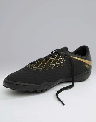 Nike Football Hypervenom Phantomx 3 Astro Turf Sneakers In Black AJ3815-090