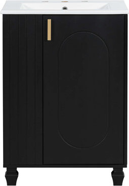 KUNMINGZHUANGZHEN 24" Bathroom Vanity With Sink, Bathroom Cabinet With Door Shelf, Side Open Storage, Solid Wood Frame,Soft Closing Door