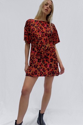 French Connection Bernadia Crepe Belted Printed Dress