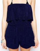 Thumbnail for your product : ASOS Frill Bandeau Towelling Beach Playsuit