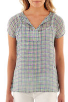 Thumbnail for your product : Liz Claiborne Short-Sleeve Tie-Neck Blouse with Cami
