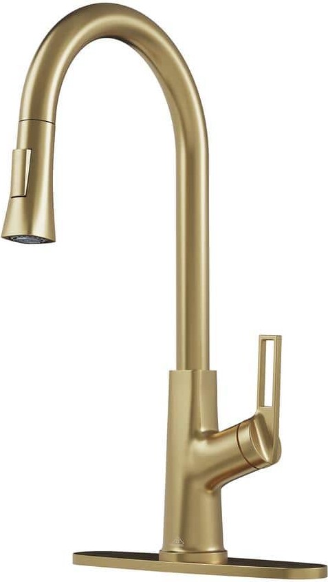CASAINC Single Handle Pull-Down Sprayer Kitchen Faucet with Advanced Spray, Pull Out Spray Wand, Deckplate in Brushed Gold
