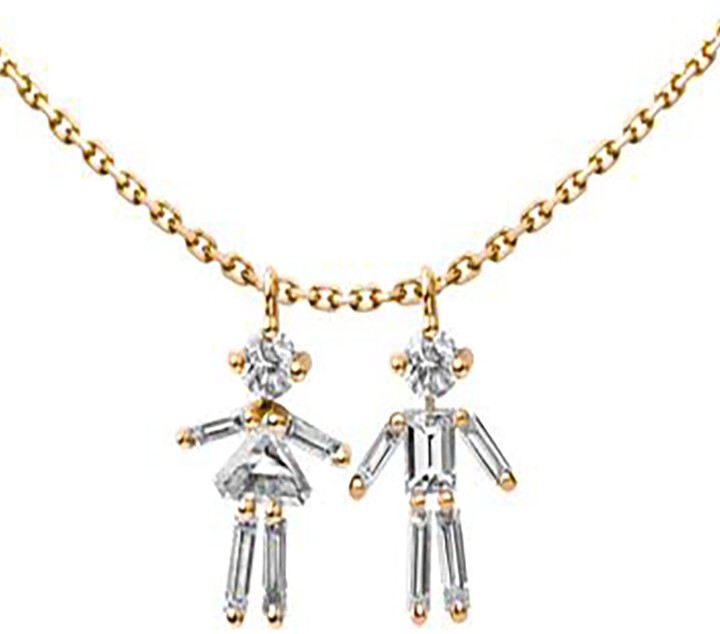 LITTLE ONES PARIS Diamond Girl and Boy Necklace - ShopStyle