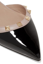 Thumbnail for your product : Valentino Garavani The Rockstud Patent-leather Slingback Flats - Black