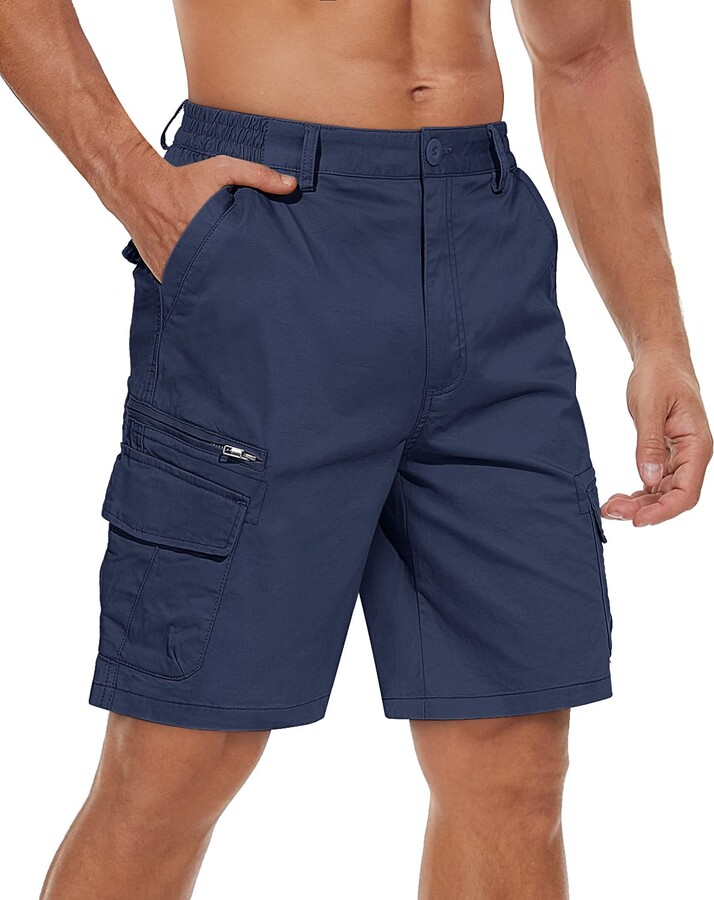 TACVASEN Mens Shorts with Pockets Cargo Shorts Men Elasticated Waist Casual  Shorts for Men Military Shorts Men Tactical Shorts Outdoor Shorts for Men Navy  Blue - ShopStyle