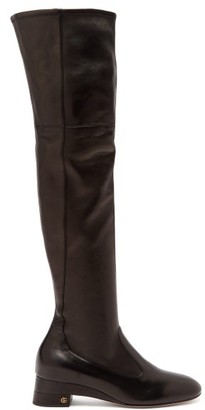 Gucci Claus Over-the-knee Leather Boots - Womens - Black Gucci Claus Over-the-knee Leather Boots - Womens - Black