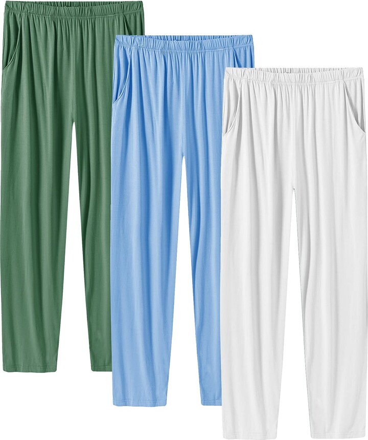 MoFiz Men's Lounge Pants Pyjama Trousers 2-Pack Soft Modal Pyjama PJ Bottoms  Nightwear with Pockets (Blue - ShopStyle