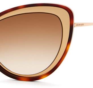 Alexander McQueen Cat Eye Metal Sunglasses - Womens - Brown