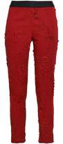 Thumbnail for your product : Ann Demeulemeester Distressed Stretch-cotton Twill Leggings
