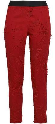 Ann Demeulemeester Distressed Stretch-cotton Twill Leggings