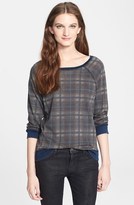 Thumbnail for your product : Current/Elliott 'The Letterman' Destroyed Plaid Sweatshirt