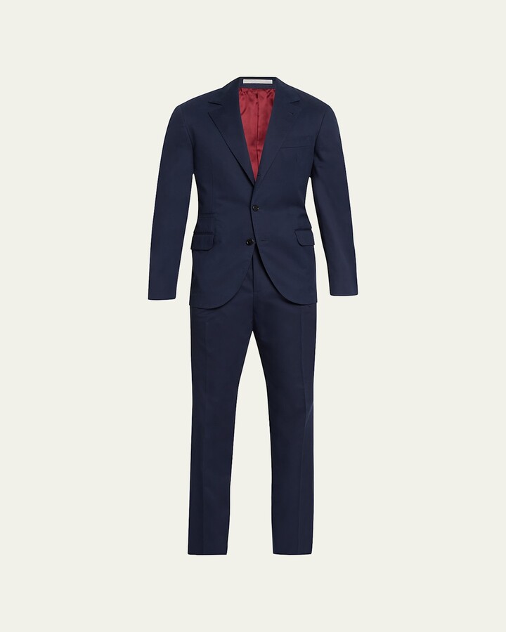 Brunello Cucinelli Men's Solid Cotton-Cashmere Stretch Suit