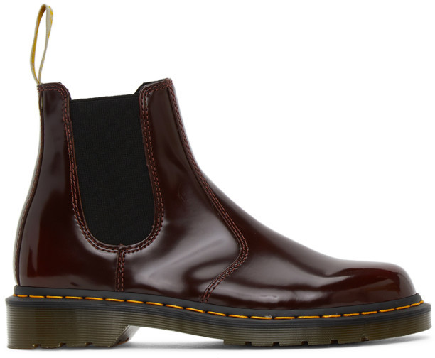 burgundy dr martens chelsea boots