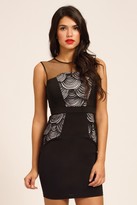 Thumbnail for your product : Little Mistress Black Spiral Print Panel Detail Bodycon Dress