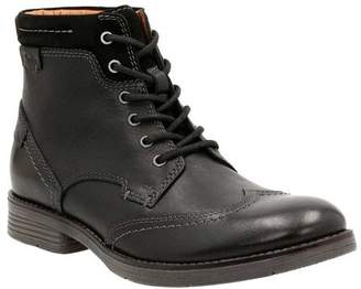 Clarks Men's Devington Hi Lace Up Ankle Boot - Black Smooth Buffalo Leather Boots