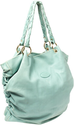 Tod's Green Pleated Leather Tote