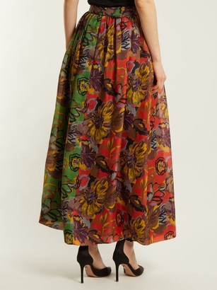 Duro Olowu Floral-print Silk-gazar Skirt - Green Multi