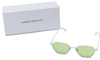 Linda Farrow X Alessandra Rich Hexagonal Sunglasses And Chain - Green